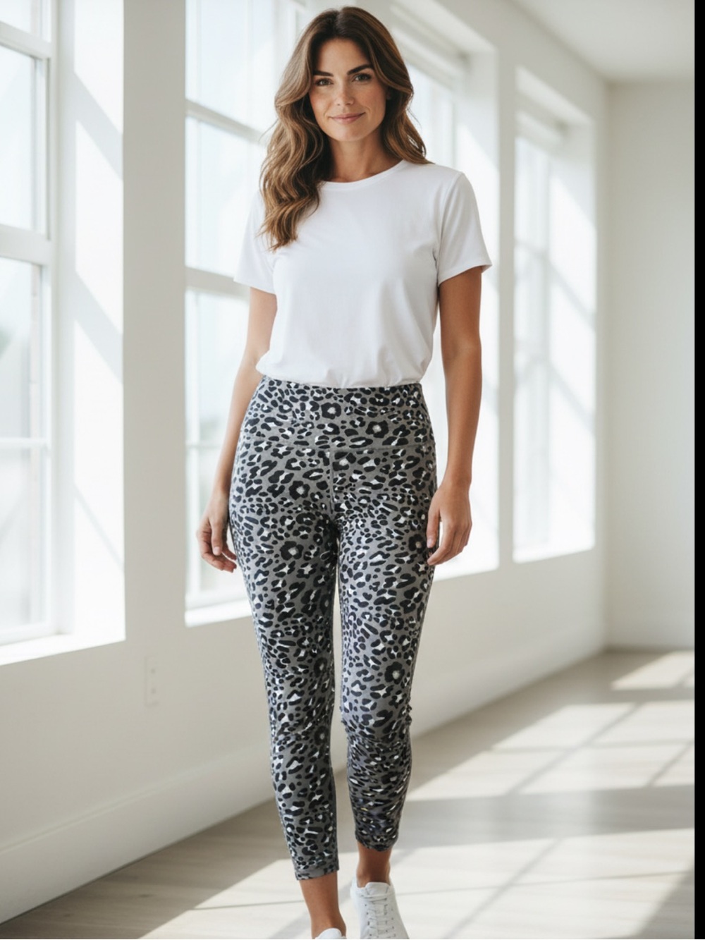 aerie Grey and Black Leopard Print High-Rise Leggings